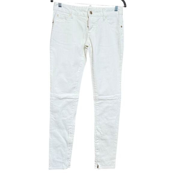 DSQUARED White Jeans Gold Buttons Closure Size 38 Cotton Blend Stretchy